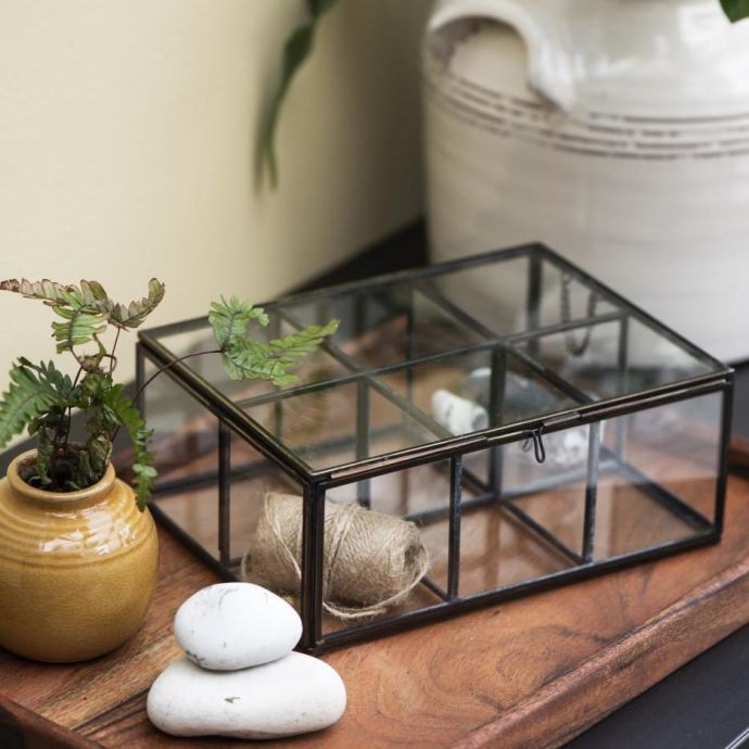 Skleněný box s přihrádkami Glass Black