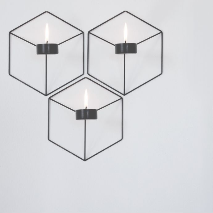 Nástěnný svícen POV Hexagon Black 21 cm