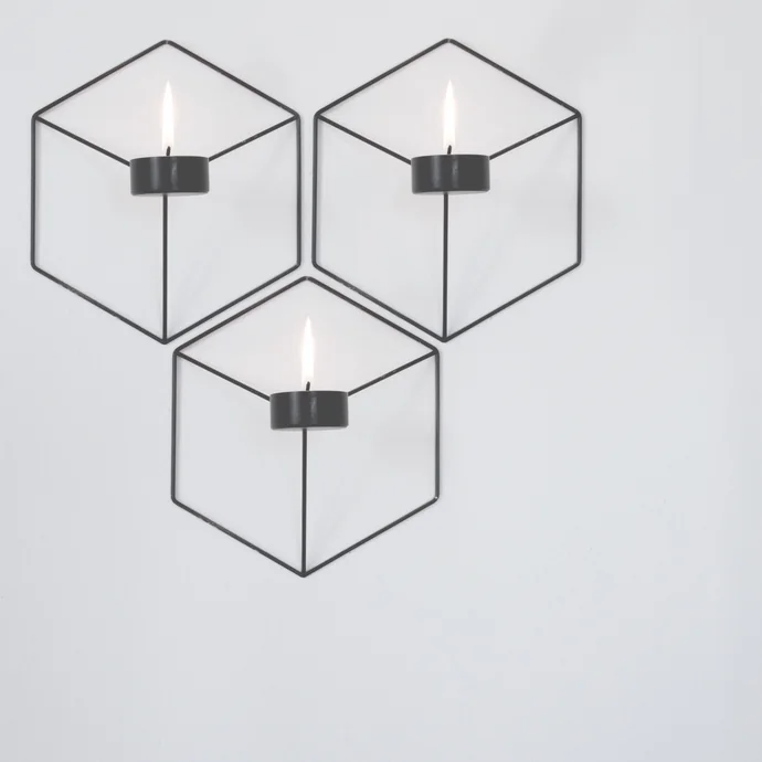 Nástěnný svícen POV Hexagon Black 21 cm