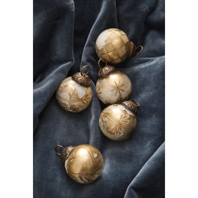 Mini vánoční ozdoby Brass Gold Engraving - set 10 ks