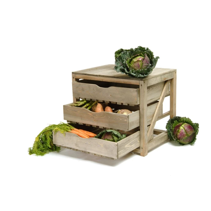 Úložné dřevěné boxy na zeleninu