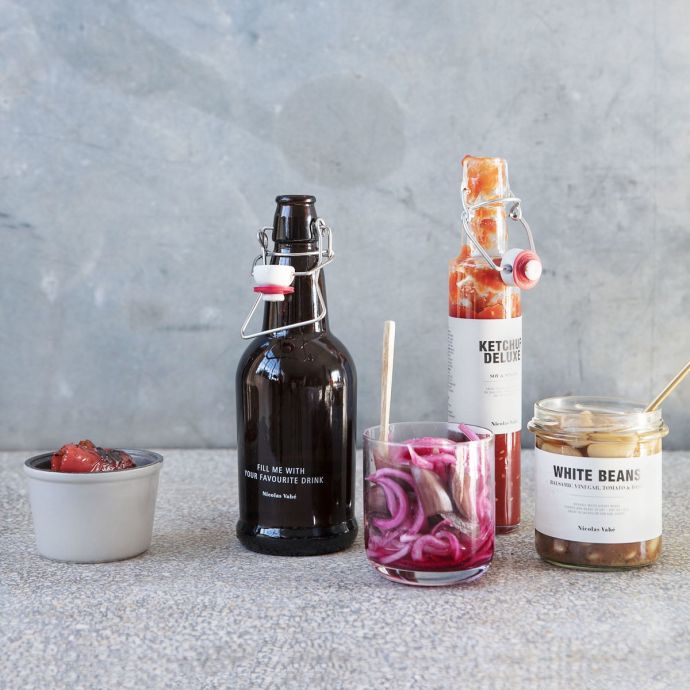 Skleněná lahev s klipem 480 ml - hnědá