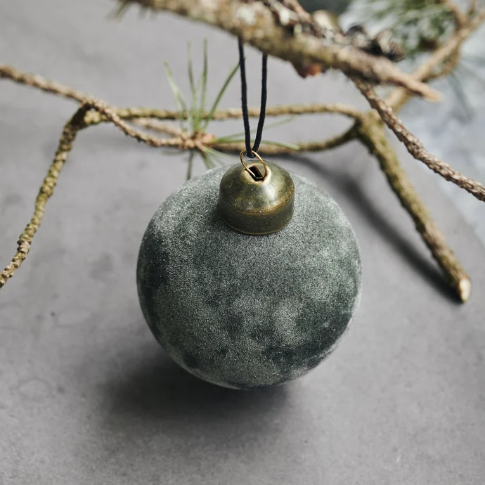 Vánoční ozdoba Flock Dark Green Ø 5,5 cm