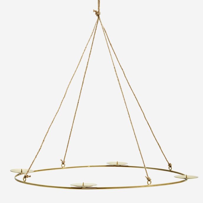 Závěsný adventní svícen Gold Oval Candle Holder