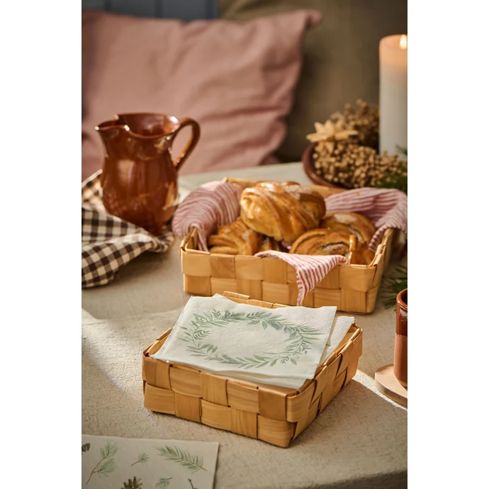 Dřevěný košík Square Braided Chip Wood - set 2 ks
