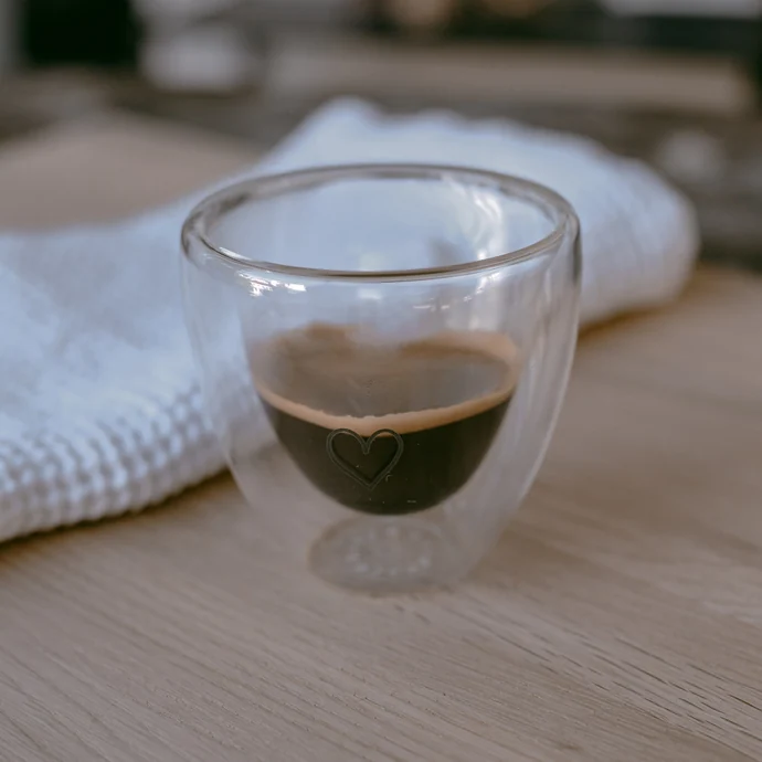 Dvoustěnná sklenice na espresso Heart 100 ml