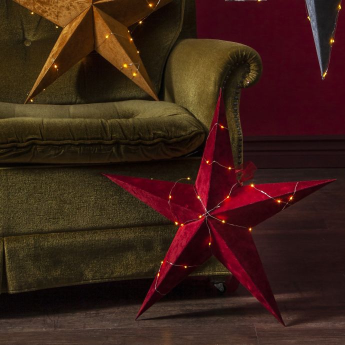 Papírová svítící LED hvězda Velvet 60cm