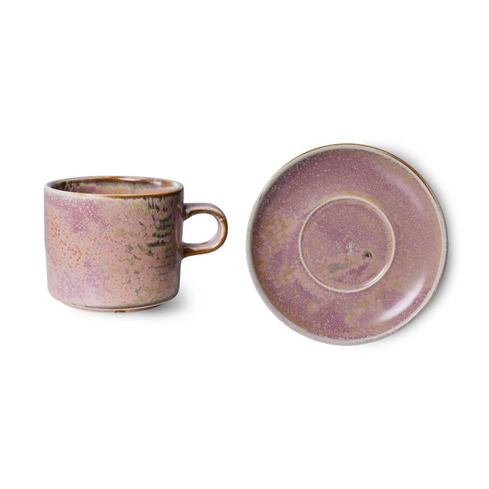 Keramický šálek s podšálkem Rustic Pink