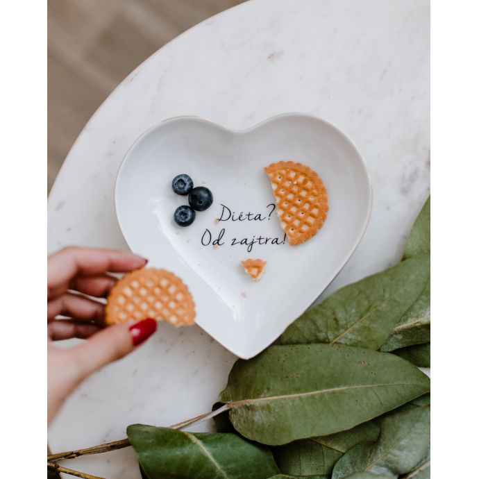 Porcelánový talířek ve tvaru srdce Diéta? Od zajtra! 16 cm - SK