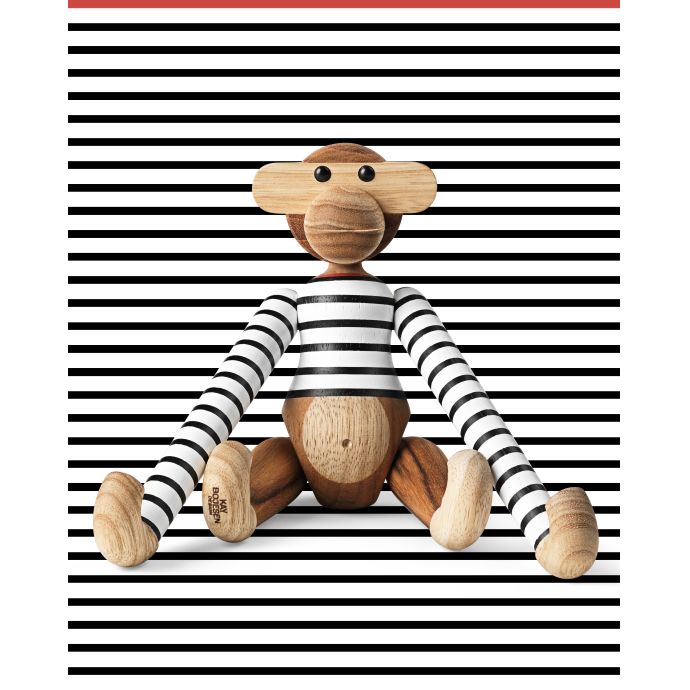 Dřevěná opička Monkey x Nørgaard paa Strøget White/Black 18,5 cm