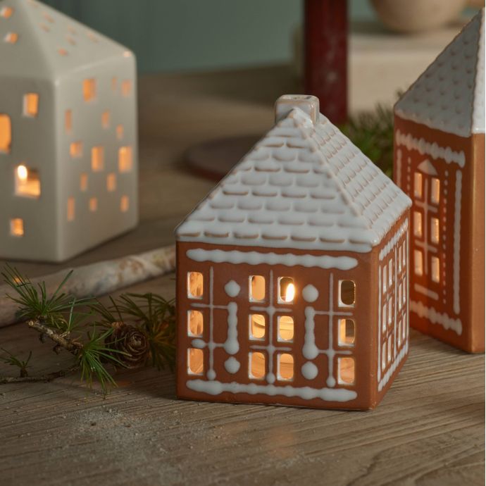 Porcelánový svícen Gingerbread Small Brown