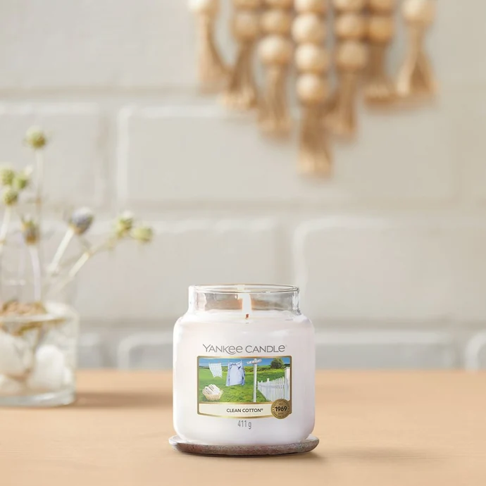 Svíčka Yankee Candle 411gr - Clean Cotton