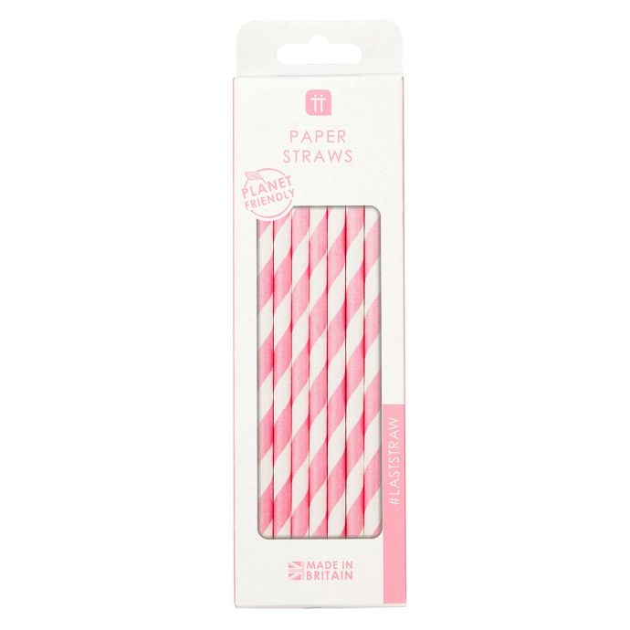 Papírové slámky Pink Stripe - set 30 ks