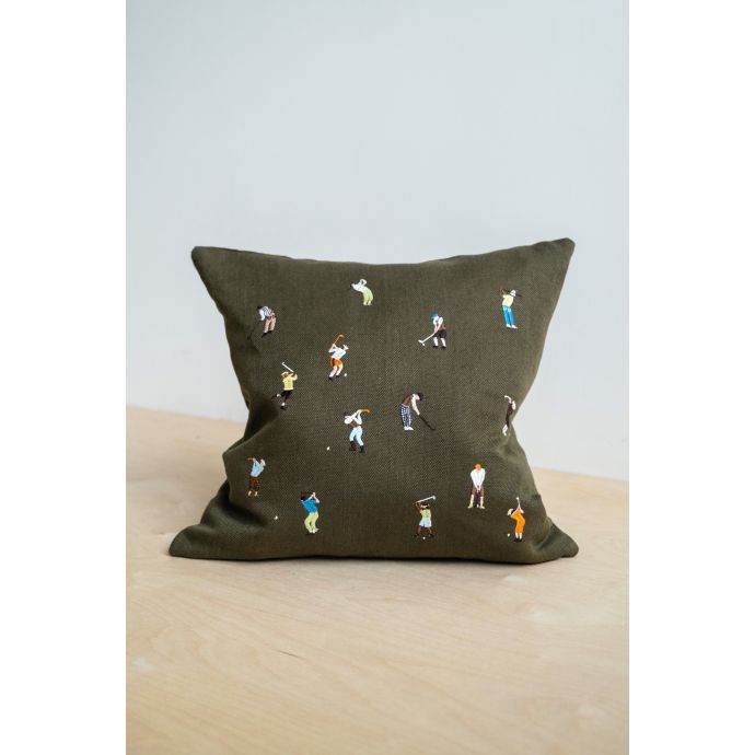 Lněný povlak na polštář Golfers Embroidered 48x48 cm