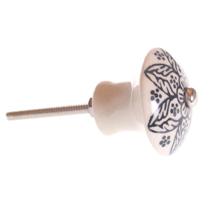 Porcelánová úchytka Beige Flower Black