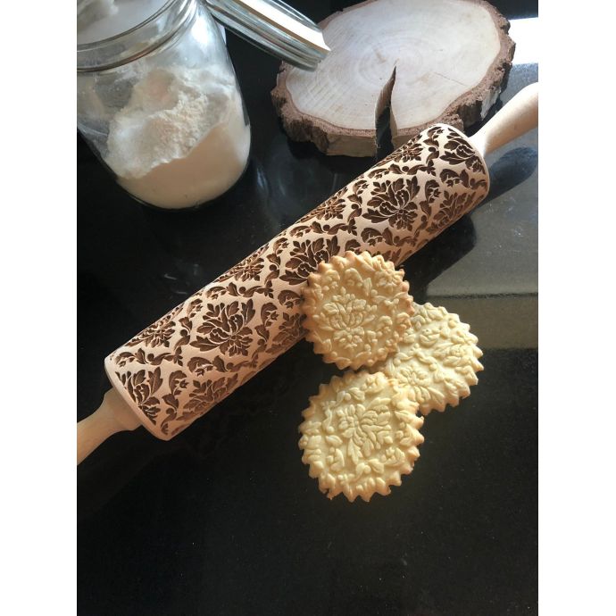Embosovaný váleček na těsto Damask 45 cm