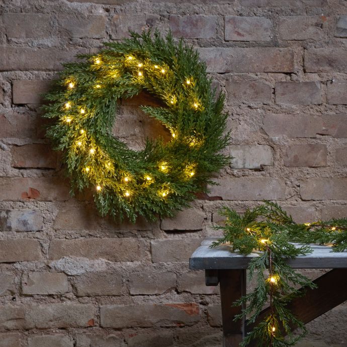 Svítící vánoční věnec Thuja 45 cm