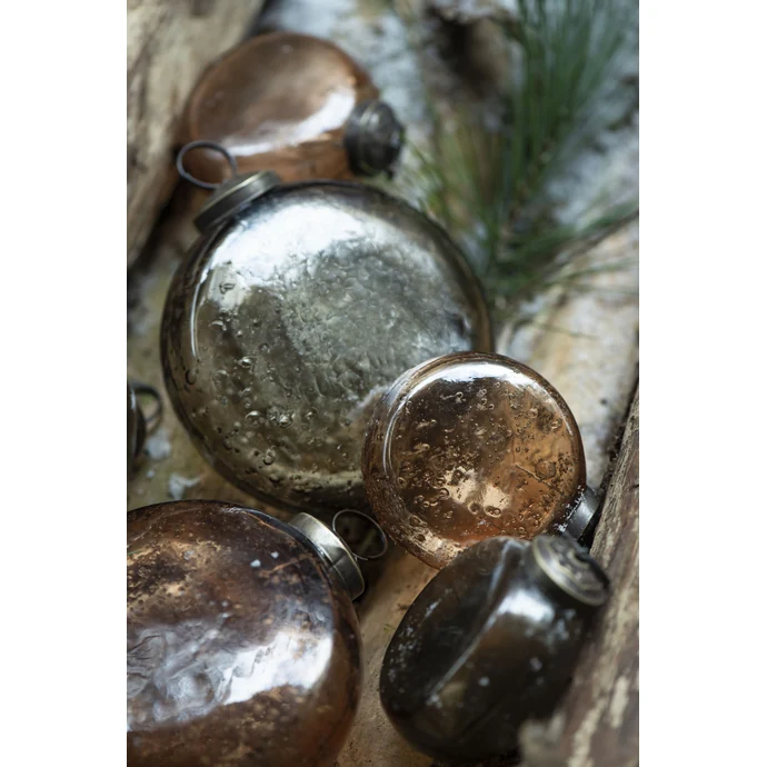 Vánoční baňka Flat Pebbled Glass Amber