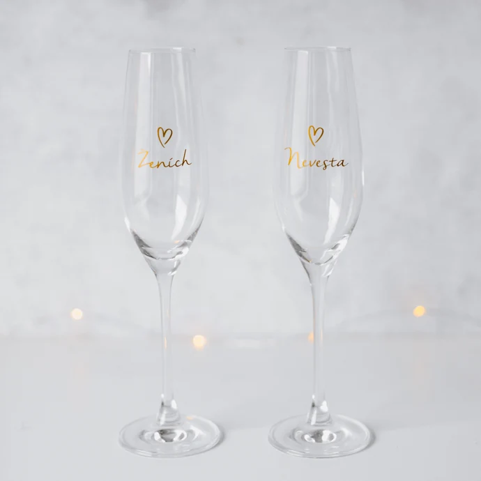 Sklenice na sekt Ženích a nevesta – set 2 ks SK