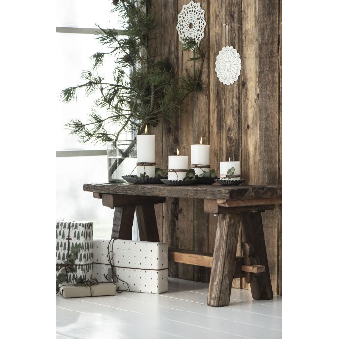 Kulatá svíčka Rustic White 14 cm