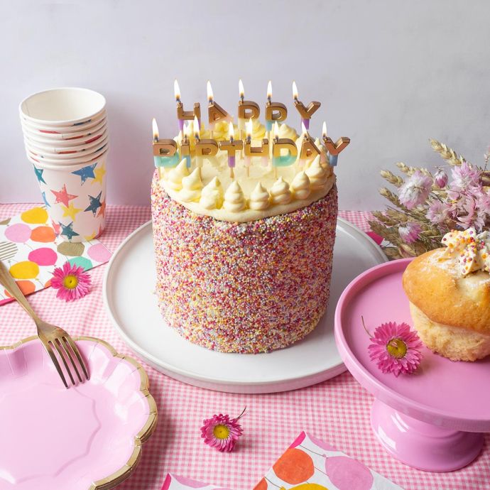 Dortové svíčky Happy Birthday Pastel