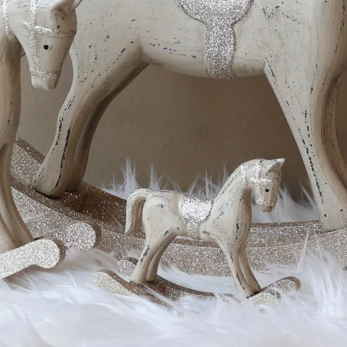 Vánoční dekorace Rocking Horse Antique Latte 12 cm