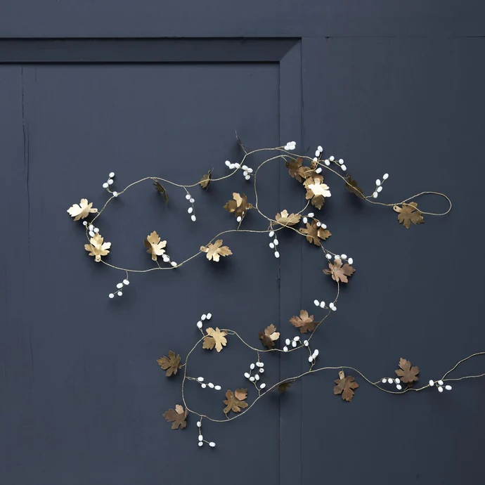 Dekorativní girlanda Maple White/Brass 183 cm