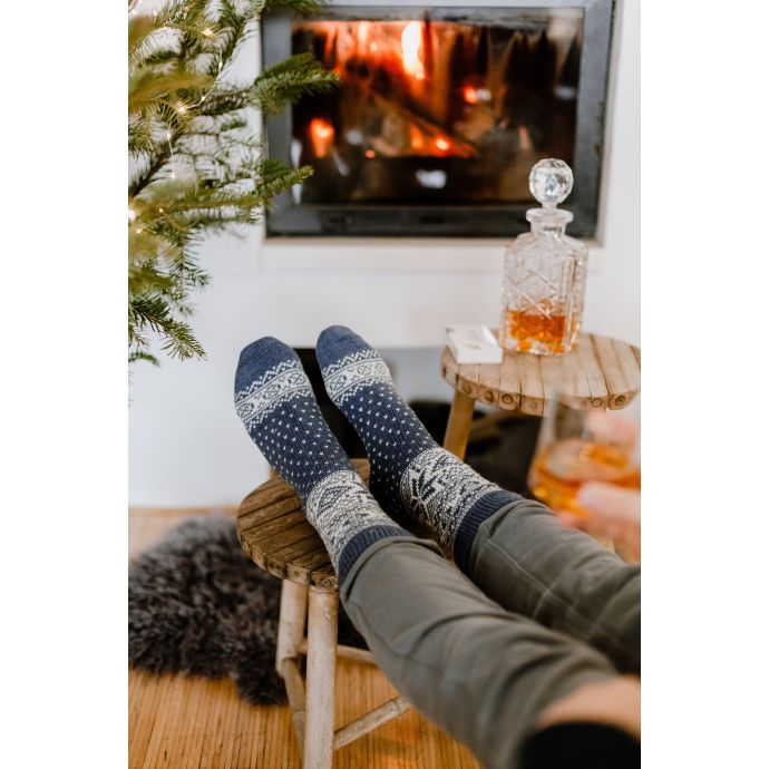 Vlněné ponožky Blue/Winter Pattern no. 50