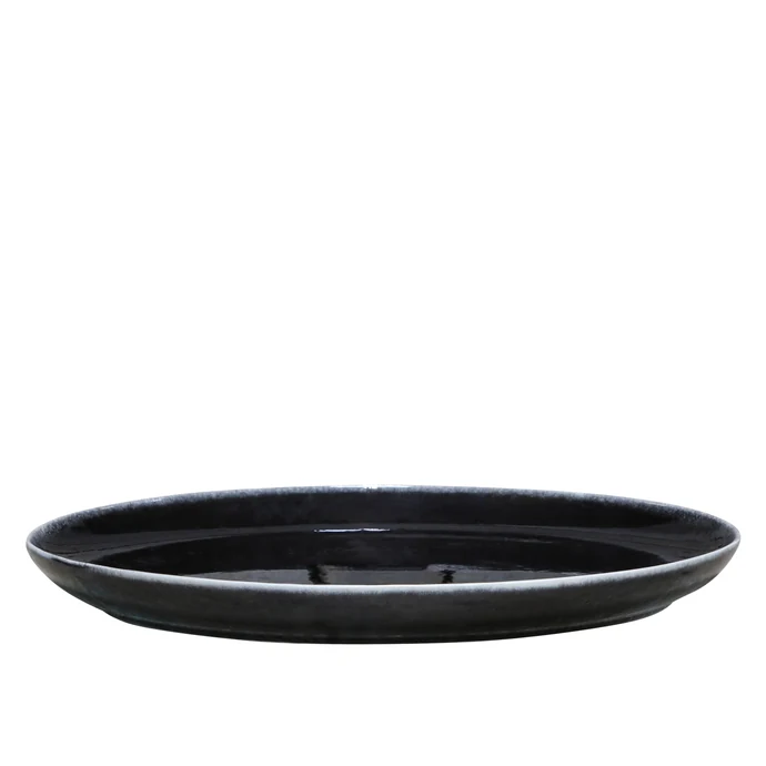 Servírovací kameninový talíř Calais Black Oval 36 cm