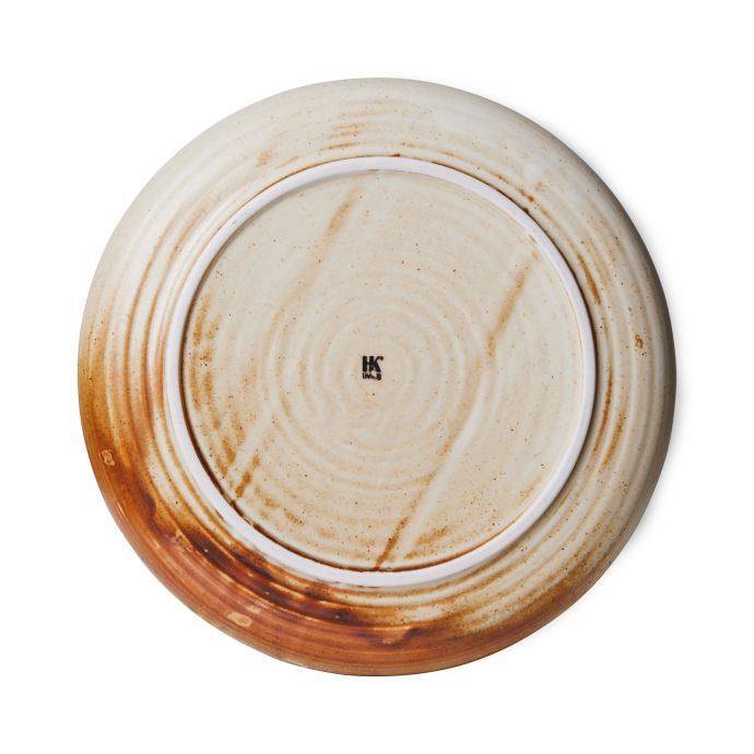 Hluboký keramický talíř Rustic Cream/Brown 19cm