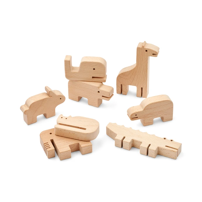 Dřevěná skládací hračka Thorkild Animals Natural