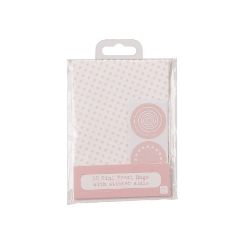 Papírové mini sáčky s nálepkami Dot Pink - set 10 ks