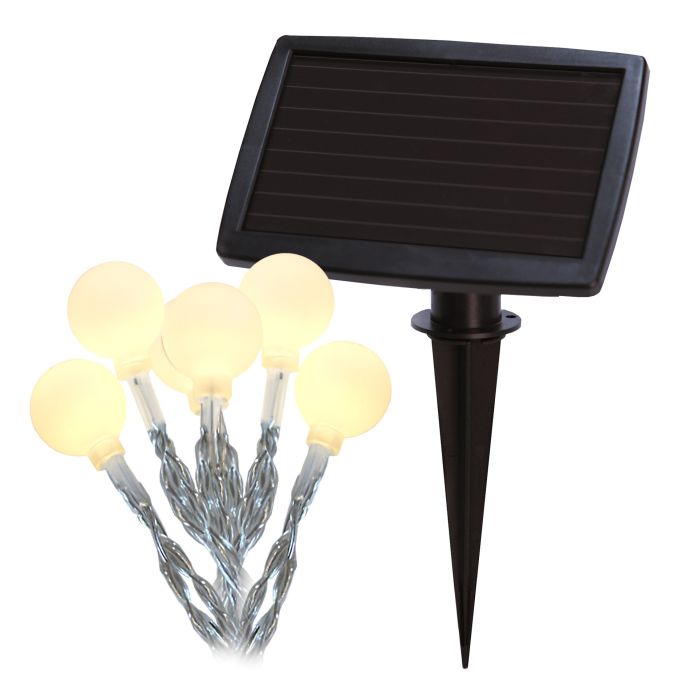 Světelný LED řetěz na solární napájení White Ball