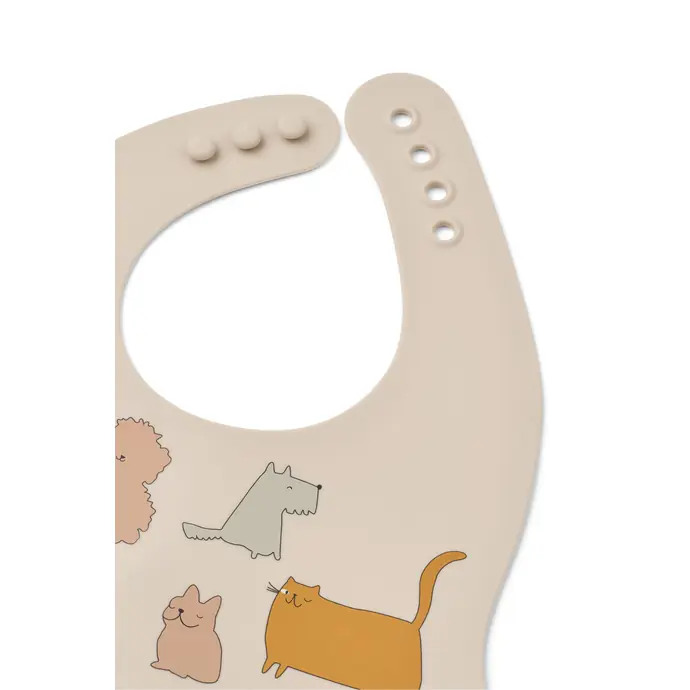 Silikonový bryndák s kapsou Ember Cats and Dogs – set 2 ks