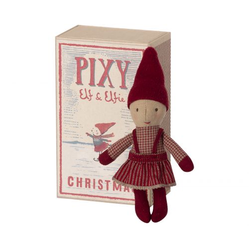 Vánoční skřítek Pixy Elfie v krabičce od sirek Girl