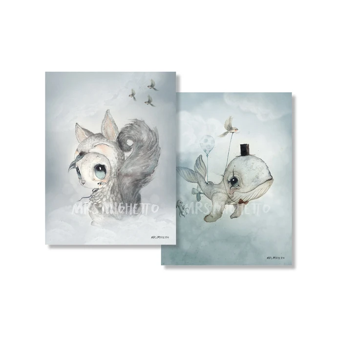 Plakáty Dear Whalie & Tiny Toffle - set 2 ks