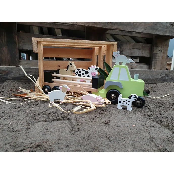 Dřevěný traktor se zvířátky Farm