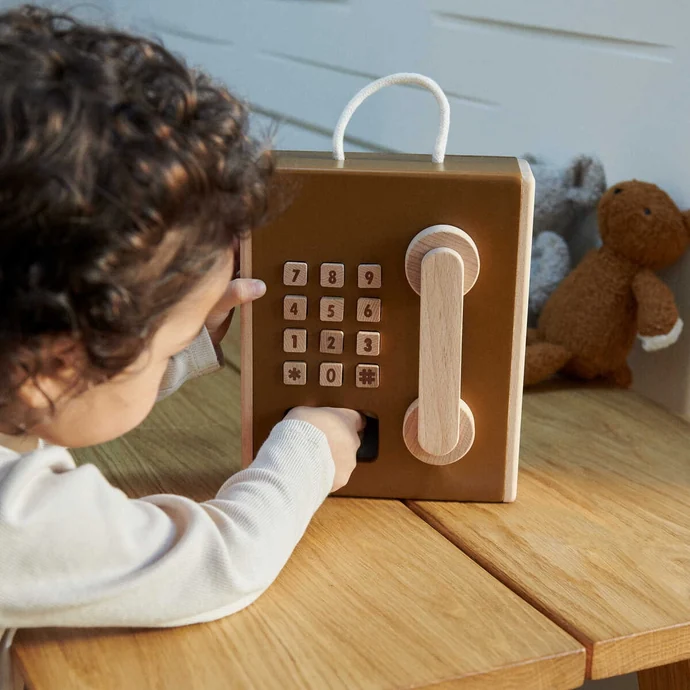Dřevěný dětský telefon Rufus Golden Caramel
