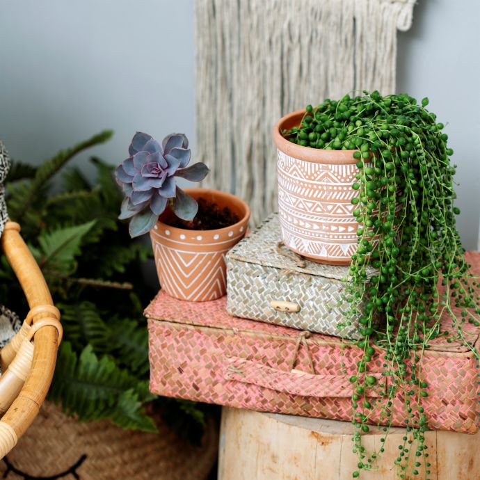 Terakotový obal na květináč Scandi Boho