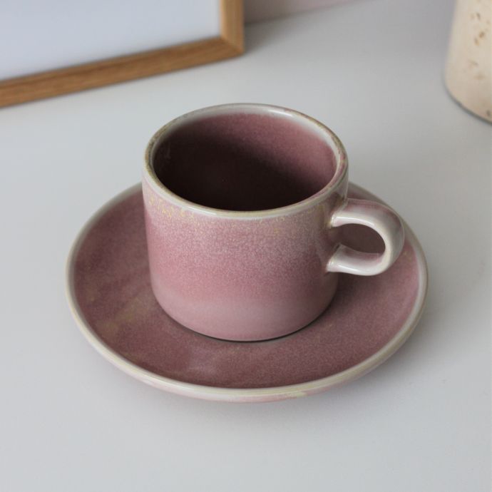 Keramický šálek s podšálkem Rustic Pink