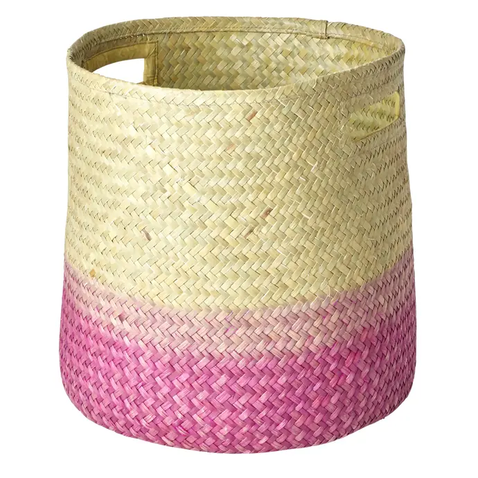 Úložný proplétaný koš Raffia Gradiant Pink