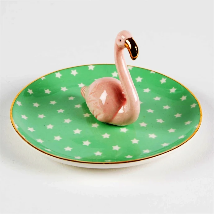 Keramický talířek na šperky Flamingo