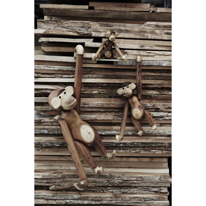 Dřevěná opička Monkey Mini Teak Limba Wood 9,5 cm