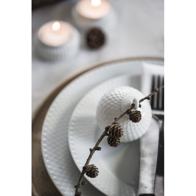 Porcelánová vánoční baňka Rhombe White 7cm