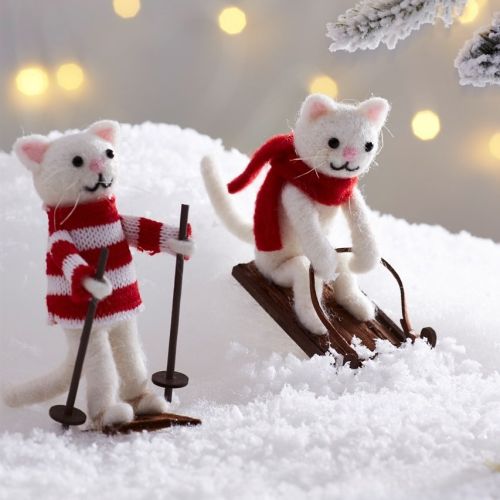 Vánoční ozdoby Skiing & Sledging Cat