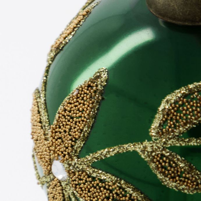 Skleněná vánoční ozdoba Flora Green 8 cm