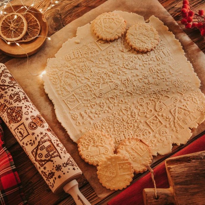 Embosovaný váleček na těsto Holly Jolly