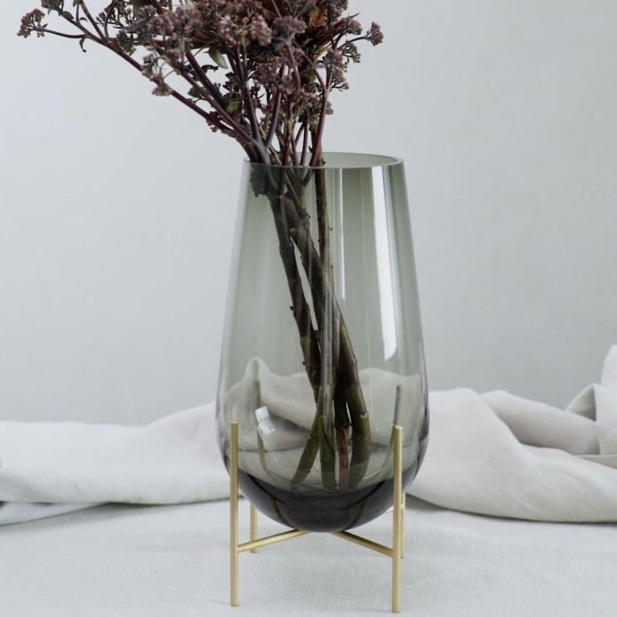 Váza Échasse Smoke/Brushed Brass 28 cm