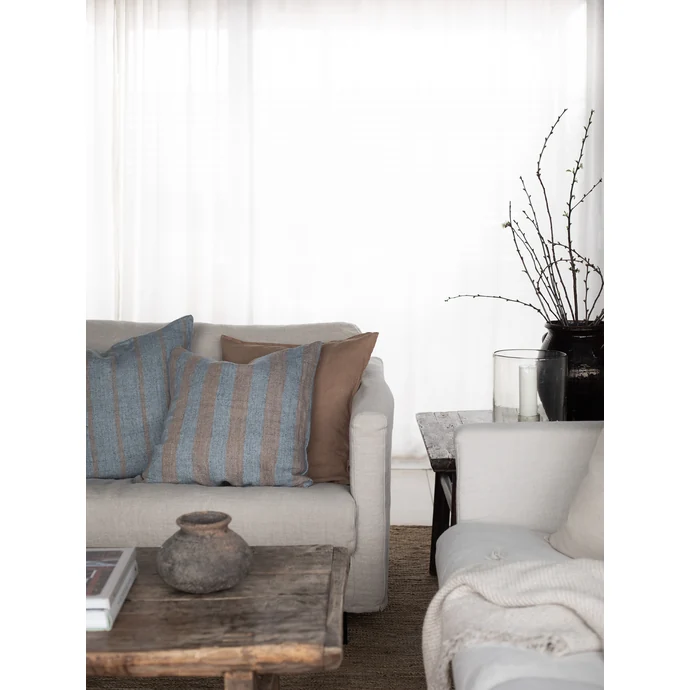 Lněný povlak na polštář Melvin Beige Stripes 50 x 50 cm