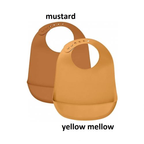 Silikonový bryndák s kapsou Tilda Mustard/ Yellow Mellow - set 2 ks
